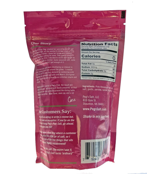 Peg's Pink Salt - Gourmet Seasoning - All Purpose for Cooking - Salt with Herbs and Spices - No MSG - No Sugar - 16 oz...