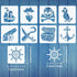 FINGERINSPIRE 9 Pcs Pirate Theme Stencil Sets 5.9x5.9 inch Pirates Machetes Skeletons Stencils Plastic Steering Wheel Parrots Treasure Chest Patte...