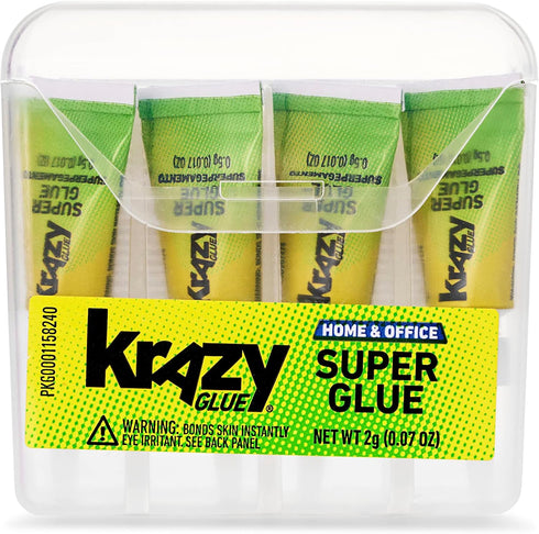 Krazy Glue KG82048SN Home & Office Super Glue, Single-Use Tubes, Fine Tip, 0.5 Grams, 4 Count, 0.07 oz, Original Version...