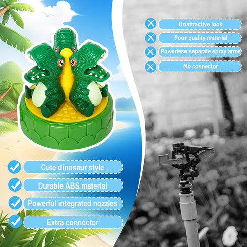 Outdoor Water Sprinkler Toys for Kids,Spinning Splash Dinosaur Summer Spray Toy with Hose Connector to Garden Backyard Outsider Play for Toddlers ...