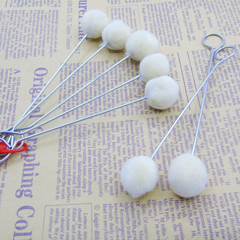100 Packs Wool Daubers Ball Brush Leather Dye Tool with Metal Handle for DIY Crafts Projects...