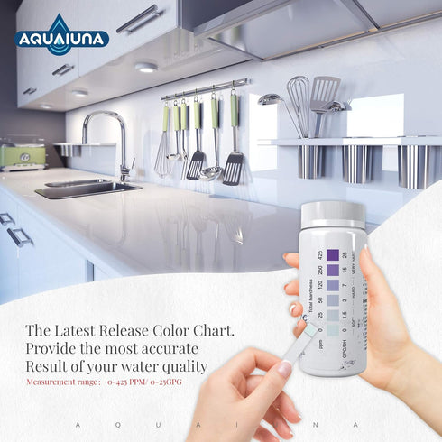 Aqualuna Water Hardness Test Kit - Fast and Accurate Testing for Dishwasher, Drinking Water, Pool and Aquarium - 100 Strips Hard Water Test Kit at...