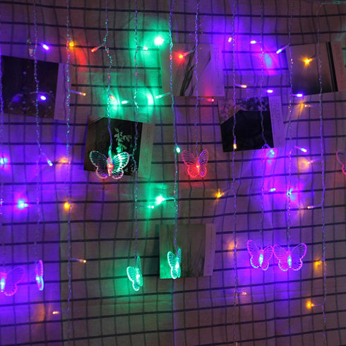 Butterfly Curtain Fairy Light, 8 Modes 120 LED USB Window Firefly Twinkle Timer String Lights 24 Butterflies with Remote, Waterproof Copper Wire f...