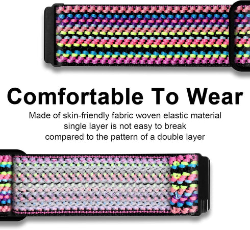 Witzon Elastic Bands Compatible with Fitbit Versa 2 / Versa/Lite, Soft Loop Nylon Fabric Breathable Stretchy Replacement Straps for Versa Smartwat...