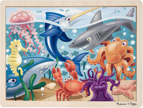 Melissa & Doug Under the Sea Ocean Animals Wooden Jigsaw Puzzle With Storage Tray (24 pcs)...