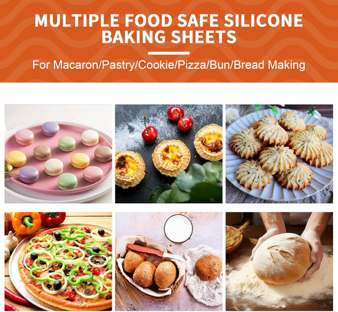 KitchenRaku Silicone Baking Mat, 16.5"x11.6" Non Stick Reusable Silicone Cooking Mat, BPA Free Baking Sheet for Cookies, Macarons Bread & Pastry, ...