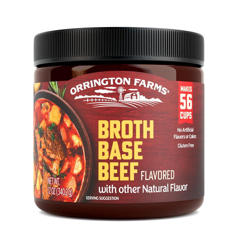 Orrington Farms Beef Flavored Broth Base, Granulated Beef Flavored Bouillon, Versatile Usage, Season-To-Taste, Easy-To-Store, 12 oz Jar (Pack of 1...