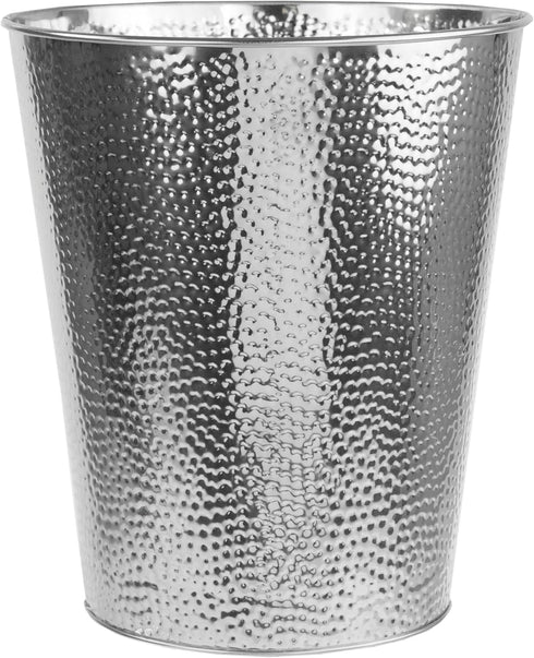 Home Basics Hammered Stainless Steel Bathroom Garbage Wastebasket bin 6 Liter, Chrome Finish...