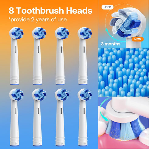 Bitvae R1 Rotating Electric Toothbrush with 8 Brush Heads for Adults and Kids, 60-Day Battery Life, 5 Modes Rechargeable Power Toothbrush with 2-M...