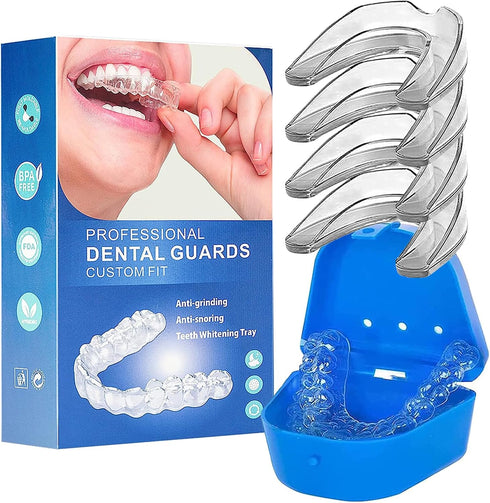 Mouth Guard for Clenching Teeth at Night,4 PCS Custom Moldable Dental Night Guard,Professional Mouth Guard for Grinding Teeth Stops Bruxism(One Si...