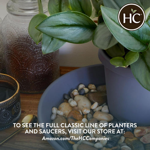 The HC Companies 14 Inch Round Classic Planter - Plastic Plant Pot for Indoor Outdoor Plants Flowers Herbs, Slate Blue...