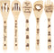5Pcs Mother's Day Wooden Spoons Utensils Set, Non-Stick Cooking Utensils Carve Burned Bamboo Spoons Spatula Kitchen Cookware Gadget Decor Kit Moth...