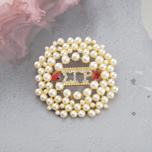 CENWA SGRHO Greek Sorority Brooch Pin 1922 Pearl Sorority Gift Sorority Jewelry Gift (Round Sigma pin)...