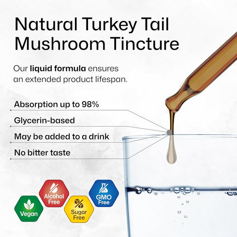 BIO KRAUTER Turkey Tail Mushroom Supplement - Turkey Tail Extract for Immune Support - Vegan, Alcohol & Sugar Free Drops 4 Fl.Oz....