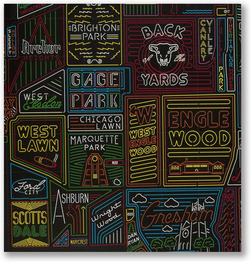 Neon Neighborhood Map of Chicago Poster - Chicago Gift | Chicago Map Art | Chicago Wall Art | Chicago Poster | Chicago Art...