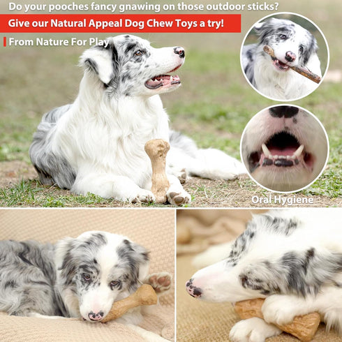 Dog Chew Toys Pine Wood and Nylon Tough Dog Toys for Aggressive Chewers Real Bacon Indestructible Dog Toys to Keep Them Busy...