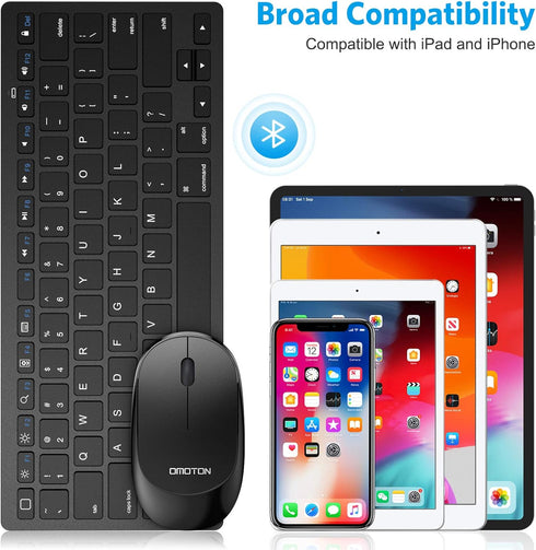 OMOTON Bluetooth Keyboard and Mouse Combo, Wireless Keyboard Mouse for iPad Pro 13,11(2024)/12.9, iPad 10th/9th/8th/7th Gen, iPad Air 6/5/4, and B...