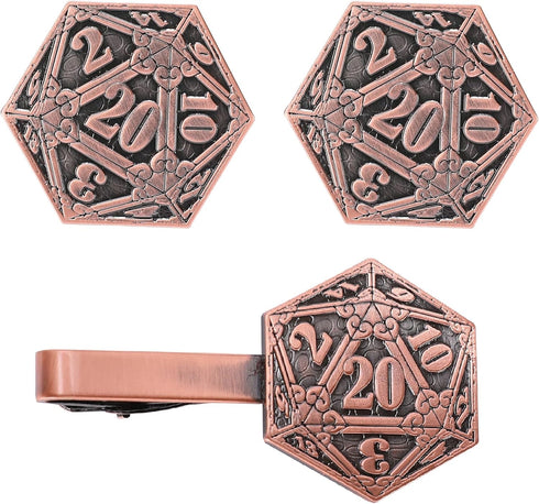 Stylish D&D D20 Cufflinks & Tie Clip Gift Set - Perfect RPG Gamer's Accessory Set...