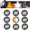 10Pcs Dual Color 3/4" Round LED Marker Lights,White to Amber Waterproof Front Rear Signal Running Tail Lights,Trailer Marker Clearance Lights for ...