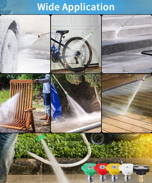 Pressure Washer Tips, Universal Pressure Washer Nozzle Tips (5 Pack), Power Washer Nozzle Tips for 1/4'' Quick Connect, 4500 PSI Multiple Degrees ...