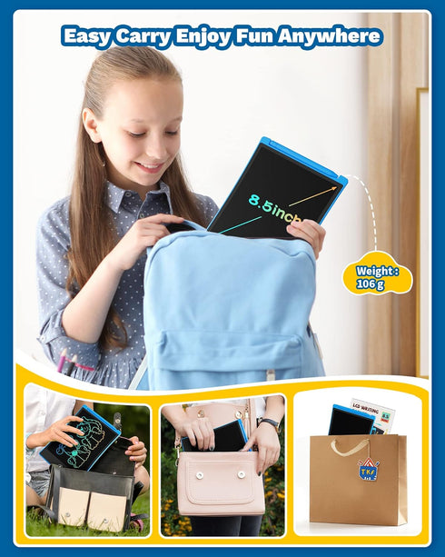 TEKFUN 2 Pack LCD Writing Tablet with Stylus, 8.5in Erasable Doodle Board Mess Free Drawing Pad for Kids, Car Trip Educational Toys Birthday Chris...