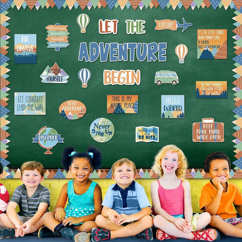 Let The Adventure Begin Motivational Bulletin Board Set for Classroom Decoration Let's Explore Themed Bulletin Cutouts Travel Map Poster Set for T...