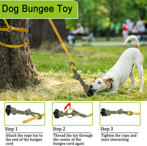 Dog Bungee Tug Toy, Dog Toy Hanging from Tree, Durable Interactive Dog Rope Toy with Chew Lure Toys, Outdoor Tether Tug of War for Small Medium La...