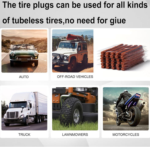90 Pack Tire Repair Strings Brown (100 x ?6 mm), Automotive Tool Tire Repair Plugs for Tubeless Off-Road Tires Car, Bike, ATV, UTV, Wheelbarrow, M...