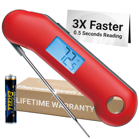 ProfessionaI Meat Thermometer Digital, 3X Faster 0.5 Sec Instant Read, NIST Certified Accurate to ±0.5°F, 100% Waterproof, Auto-rotating Bright Di...