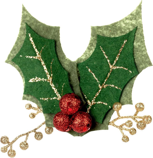 DEMDACO Holly Berry Red, Green, and Gold Tone Glittered 5 Inch Polyester Christmas Lapel Pin...