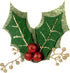 DEMDACO Holly Berry Red, Green, and Gold Tone Glittered 5 Inch Polyester Christmas Lapel Pin...