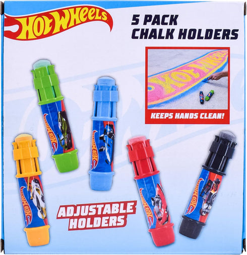 Sunny Days Entertainment Hot Wheels Jumbo Chalk Holders | 5 Chalk Sticks with Holders for Kids | Sidewalk Chalk for Toddlers...
