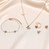 VNOX Butterfly Matte Finish Rose Gold Plated Stainless Steel Bracelet Ring Necklace and Stud Earrings Jewelry Set for Women Teen...