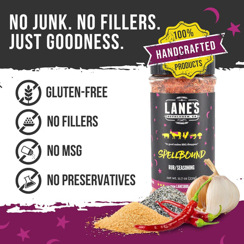 Lane's Spellbound Pork Rub Seasoning - Premium Sweet and Smoky Pork Butt Rub, Rib Rub & Chicken Rub | Deep, Rich, Smoky Flavor | All Natural | Glu...