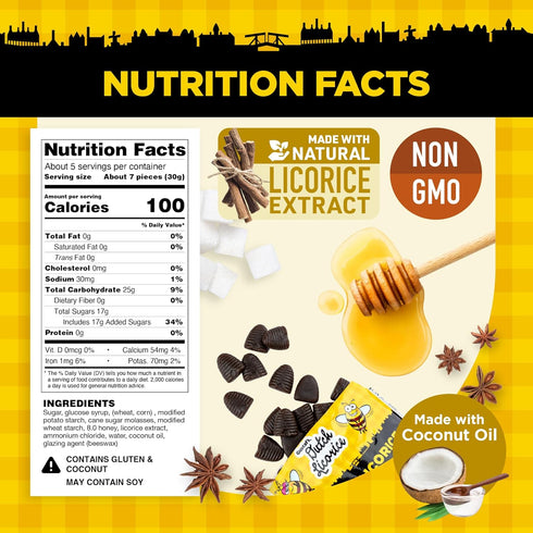Gustaf's Beehive Dutch Licorice Drops - 5.2oz Bag - Sweet Honey Black Licorice Candy - Dutch Candy from Netherlands - Sweet Black Liquorice Treats...
