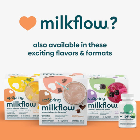 UpSpring Milkflow Immune Support Breastfeeding Supplement Drink Mix with Fenugreek | Orange Mango Flavor | Lactation Supplement to Support Breast ...