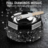 Ashtray,Stainless Steel Ashtray with Lid Bling Crystal Diamonds,Cigarette Ashtray for Indoor or Outdoor Use,Ash Holder for Smokers,Desktop Smoking...