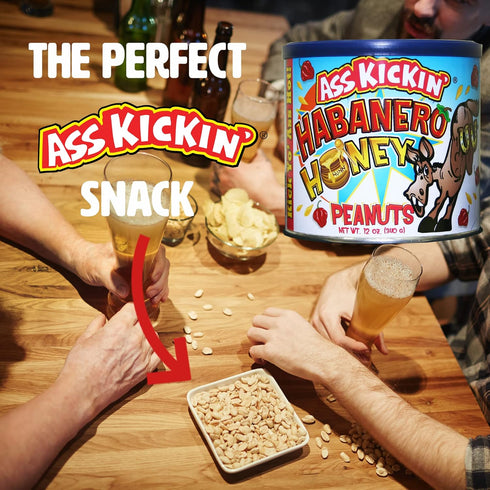 ASS KICKIN’ Habanero Honey Spicy Hot Peanuts – 12oz - Ultimate Spicy Gourmet Gift Peanuts - Try if you dare!...