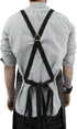 Under NY Sky Cross-Back Black Apron – Golden Hardware, Coated Twill, Leather Reinforcement, Split-Leg – Adjustable for Men, Women, Pro Barber, Tat...