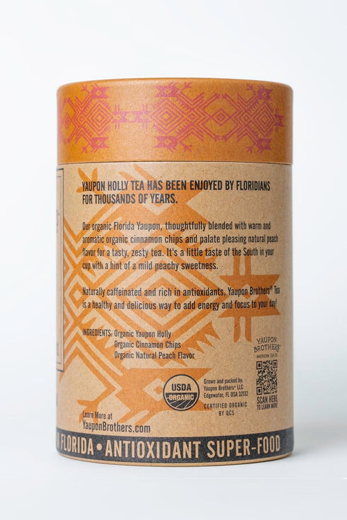 Yaupon Brothers Spiced Peach Yaupon Tea - 16 Eco-Friendly Yaupon Peach Tea Bags Crafted from Organic Peach Green Tea Ingredients & Antioxidant Ric...