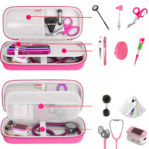 BOVKE Stethoscope Case fits 3M Littmann Classic III, Lightweight II S.E, MDF Acoustica Deluxe Dual Head, Cardiology IV, Stethoscope Holder with Po...