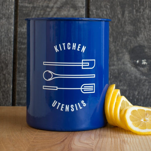 Now Designs Powder-Coated Steell Utensil Crock, Navy Blue, 5x6 inches...