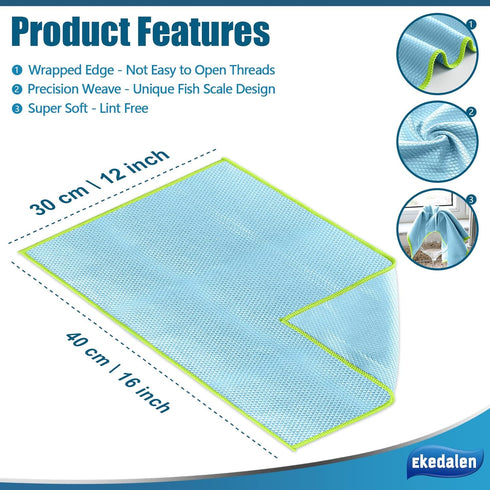 Streak Free Miracle Cleaning Cloth Easy Clean Microfiber Window Mirror Glass Stainless Steel Lint Free Dish Cloth Wine Polishing Towel,Reusable, 1...