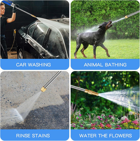 2-in-1 High Pressure Power Washer Wand,Laopypor Watering Sprayer Tool with 3 Hose Nozzles - Hydro Jet Nozzle for Garden Hose, Car Washing, Pet was...