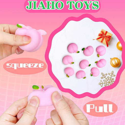9 Pcs Peach Kawaii Squishies for Kids, Mini Peach Mochi Squishy Toys for Kids Party Favors, Fruit Stress Relief Mochi Squishy Ball, Sensory Fidget...