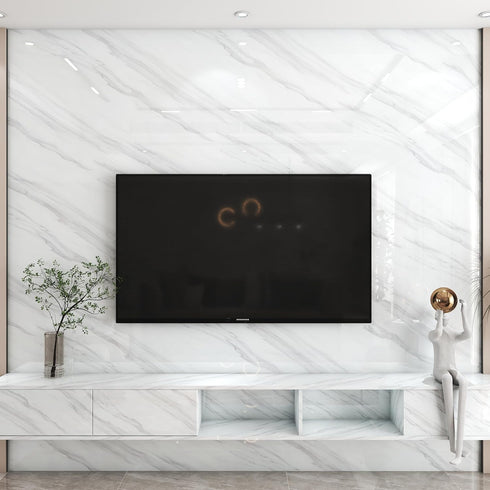 Marble Contact Paper Granite Gray/White Wallpaper Glossy Marble Wallpaper Peel and Stick Wallpaper Self Adhesive 15.8? ×197? Countertop Paper for ...