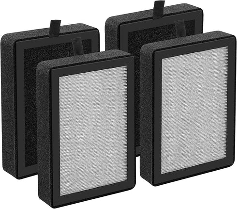 4 Pack LV-H128 Replacement Filter Compatible with LEVOIT LV-H128 / PUURVSAS (HM669A) / ROVACS (RV60) Air Purifiers, 3-in-1 HEPA, Activated Carbon ...