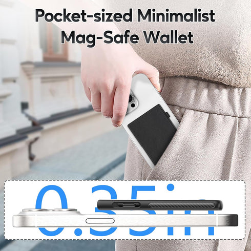 SS Magnetic Wallet for MagSafe, Minimalist Slim Pop-up Phone Wallet Card Holder for Back of Phone, Safety Lock, Black...