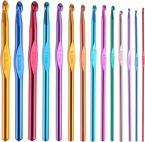 BCMRUN 14 pcs Multicolor Aluminum Crochet Hooks Knitting Needles Craft Yarn 2-10mm …......