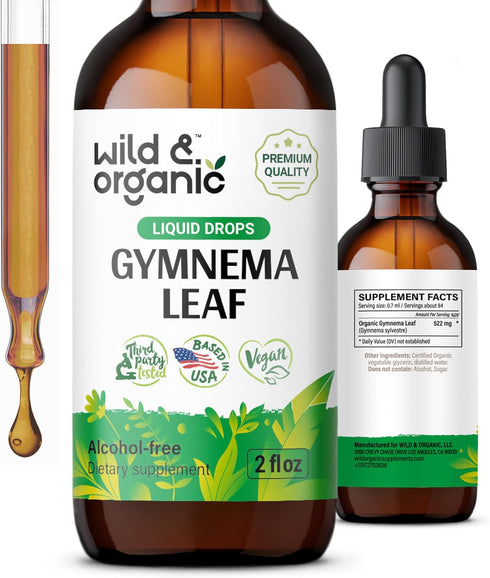 Gymnema Tincture - Sugar-Free Gymnema Sylvestre Organic - Alcohol-Free Gymnema Liquid w/Antioxidants - Gurmar Gymnema Supplement - Vegan Gymnema H...